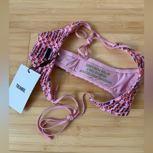 TRIANGL VINKA BLOSS PINK CROCHET TRIANGLE BIKINI SET CHEEKY BOTTOM XXS TOP M - Picture 5 of 9